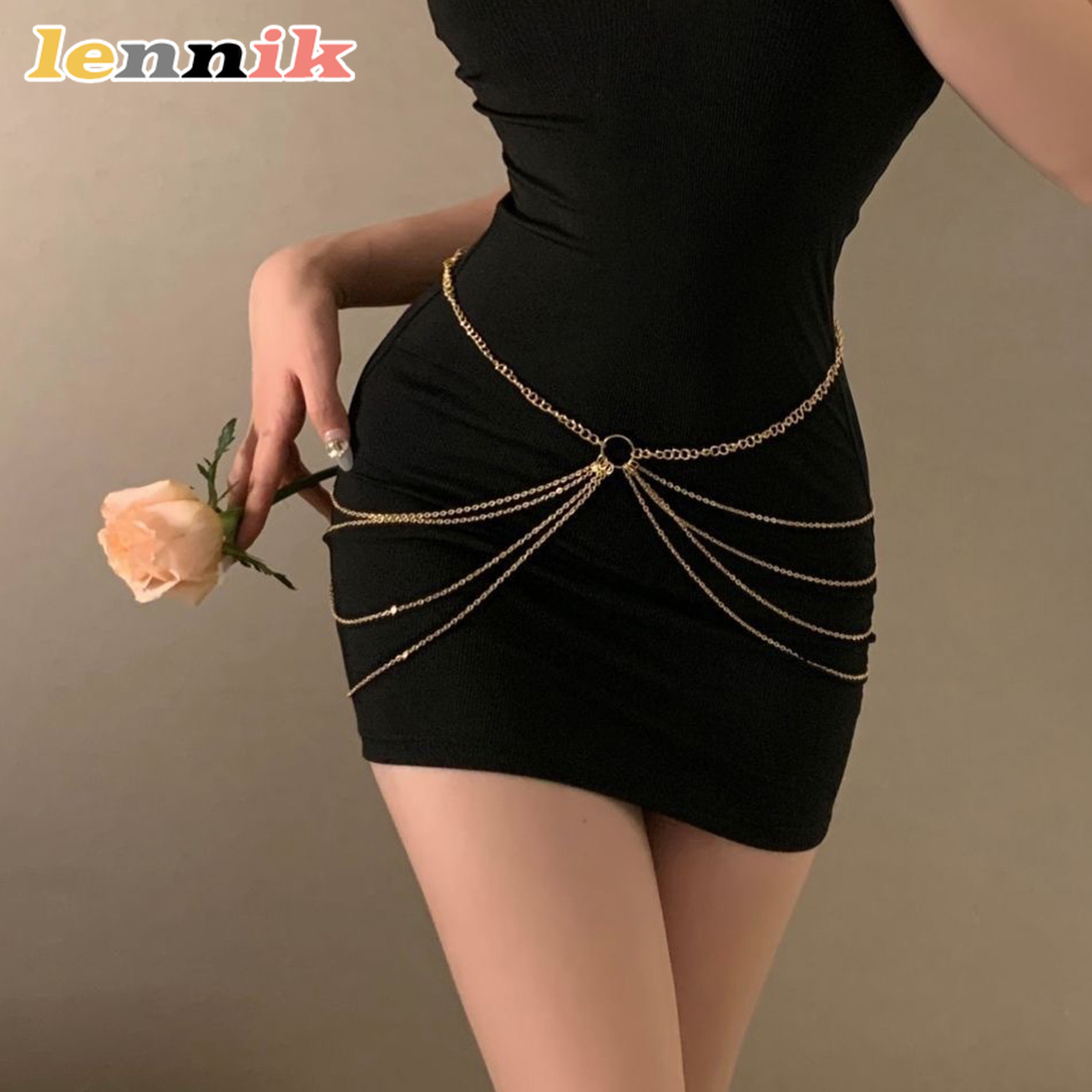 Body Chain Jewelry - LENNIK Tassel Metal Multi-Layer Waist Chain,