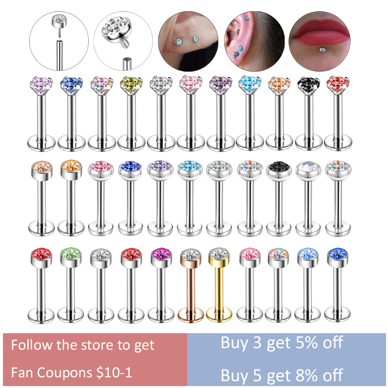 Dermal Anchor Top - ZS 6-13PCS/LOT 16G Stainless Steel Lip
