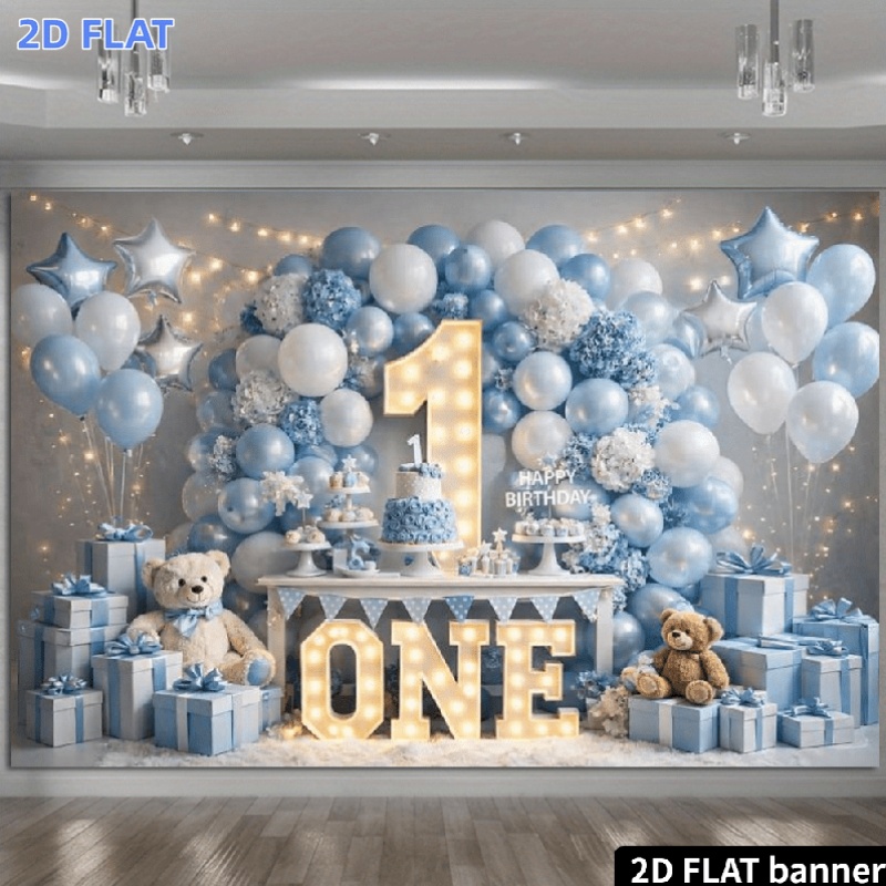 2D flat banner, 1 blue and whi - Star Flat Back recension och pris