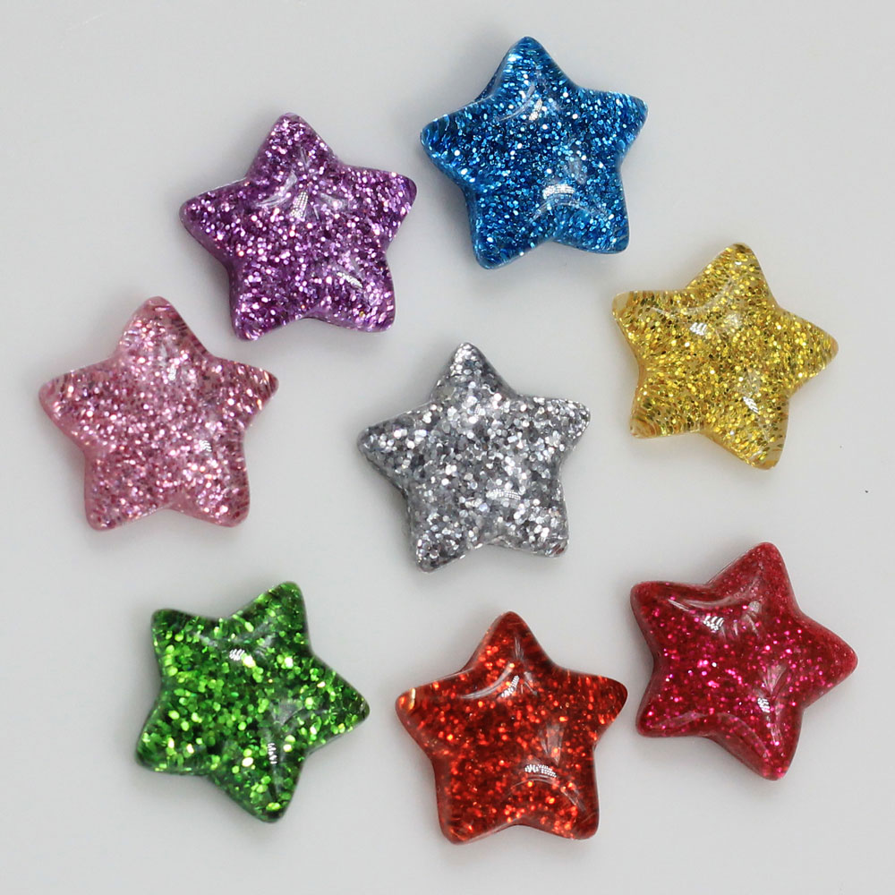 Wholesale 15mm Cute Glitter St - Star Flat Back recension och pris