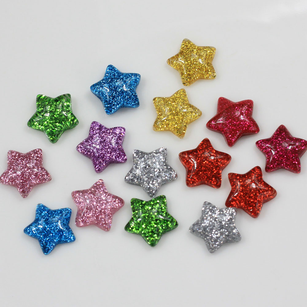 Wholesale 15mm Cute Glitter St - Star Flat Back recension och pris